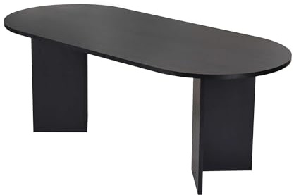 Stilvoller schwarzer Esstisch, 200 x 90 x 75 cm | 100% melaminbeschichtete Spanplatte, 25 mm Stärke | perfekt für Moderne Esszimmer & Geselligkeit, Wood Black
