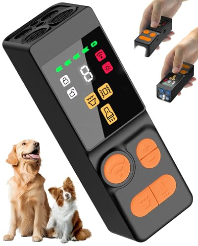 KISUFU 4 in 1 Anti Bell Gerät Hunde Gerätmit, LED Hand Held Anti Dog Bark Device Das mit 45 Fuß Effektive Reichweite，Antibell Ultraschall Gerät Innen Draußen
