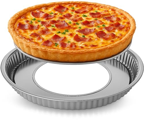 immer Moule à quiche & tarte en acier inoxydable – fond amovible ultra-résistant, bord haut, anneau large anti-fuite, sans revêtement (sans PFAS), durable, compatible lave-vaisselle