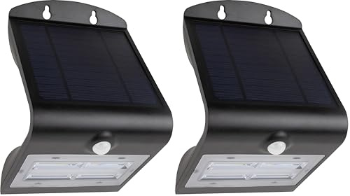 REV BUTTERFLY Außenleuchte mit Bewegungsmelder 2000mAh, Li-Ion, Led Strahler außen, IP54, Solar Panel 2,3Wp, 3,2W, schwarz (Packung mit 2)