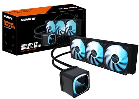 GIGABYTE Eagle 360 Flüssig-CPU-Kühler - 3x120mm ARGB-Lüfter, Vollfarb-LCD, Daisy-Chain, Kompatibel mit Intel LGA 1851 und AMD AM5