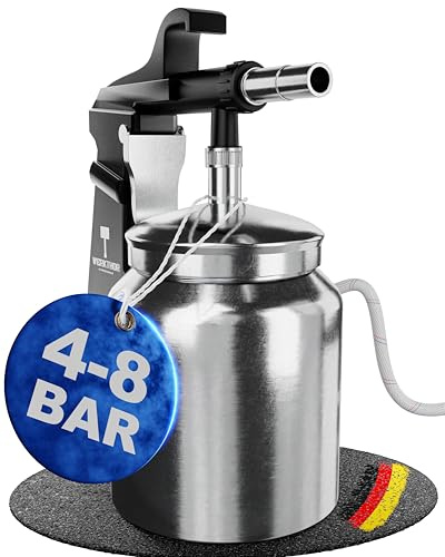 WERKTHOR Sandstrahlpistole Druckluft mit 1L Becher - für Kompressor 4-8 Bar | Profi Sandstrahler mit 6mm Düse - Rostentferner Pistole für Metall - Holz und Lack - Sand Strahlgerät schwarz