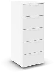 Rauch Möbel ADITIO, Kommode, Farbe Weiß, Breite 40 cm | Highboard im modernen Look, 5 Schubladen, Soft-Close-Funktion, für Schlafzimmer, Gästezimmer, Wohnzimmer, Flur