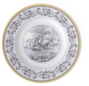 Villeroy und Boch Audun Ferme Frühstücksteller, 22 cm, Premium Porzellan, Weiß/Grau/Gelb