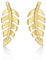 Diamond Treats Petites Boucles d'Oreilles Or en Feuille pour Femme, Mini Boucles d'Oreilles Femme en Or Jaune, Mignonnes Boucles d'Oreilles Simple en Plume pour Femme et Fille