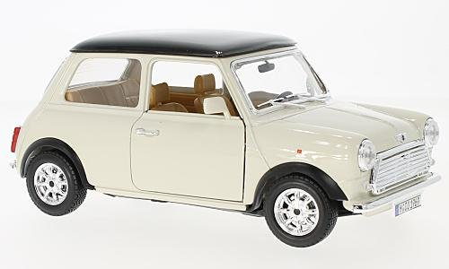 Bburago Mini Cooper altes Ur Modell Weiss mit Schwarzem Dach 1959-2000 1/18 Modell Auto