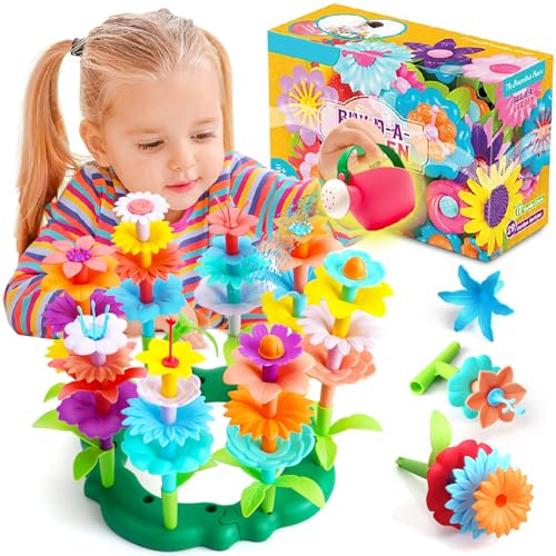 FUNZBO Flower Garden Building Toys Set - STEM Montessori Toys for Girls