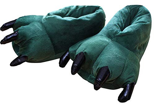 Rojeam Nette Tierklauen Pantoffel Damen Herren Pantoffeln Winter Warme rutschfeste Samt Hausschuhe, Dunkelgrün, 34/39 EU