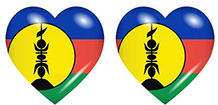 Akachafactory 2X Autocollant Sticker Drapeau Coeur NC Nouvelle caledonie kanak kanaky