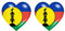 Akachafactory 2X Autocollant Sticker Drapeau Coeur NC Nouvelle caledonie kanak kanaky