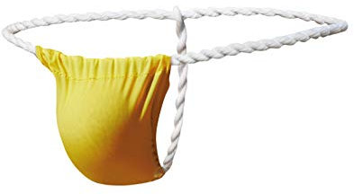 Newsywell Hommes String en Soie Glacée T-Back String Bikinis Taille Basse Tanga Micro Slips sous-vêtements Jaune X-Large