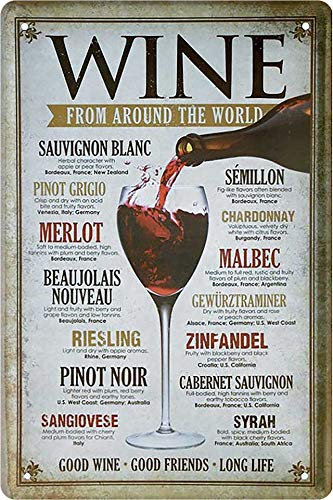 schilderkreis24 - Blechschild Lustiger Wein Spruch: “Wine from Around The World” – Deko Vintage Küche Wein Fans Geschenkidee 20x30 cm