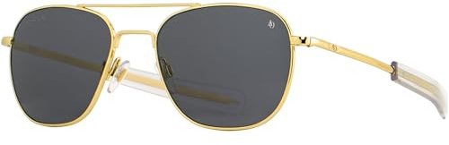 American Optical Original Pilot Sunglasses - Glass SkyMaster Lenses - Bayonet Temple - Polarized (Gold/Grey, 55)