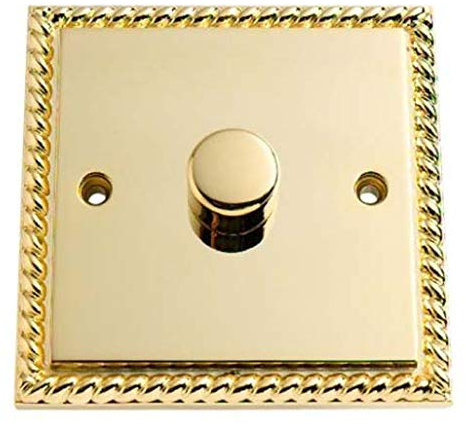 Single Dimmer 250 Watt 1 Gang 2 Way Georgian Brass