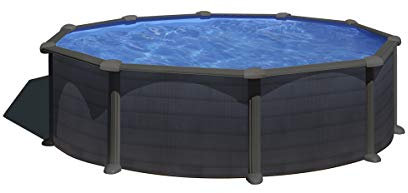 Gre KITPR458GY Juni - Piscine Hors-Sol en Acier, Piscine Ronde avec Structure en Acier Gris Anthracite. Piscines Hors-Sol pour Jardin, Ø460 x 132 cm
