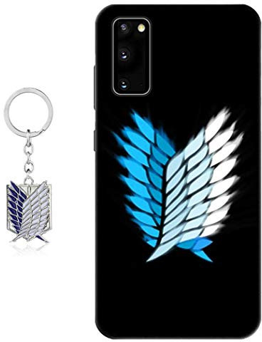 Staremeplz Hülle für Samsung Galaxy A21S Anime Handyhülle [Mit Angriff auf Titan Schlüsselbund] Cartoons Silikon Sanft Bumper Case Hülle für Samsung Galaxy A21S