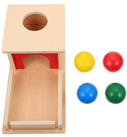 STOBOK Montessori Objekt Beständigkeitsbox Hölzerner Spielzeugtablett Und Balltropfen Montessori Objekt Beständigkeitskasten mit Tablett- Und Kugelhölzernhölzern Frühes Pädagogisches