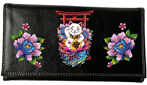 Syl'la Compagnon Tout-en-Un Porte chéquier en Simili Cuir Personnalisé Maneki-Neko