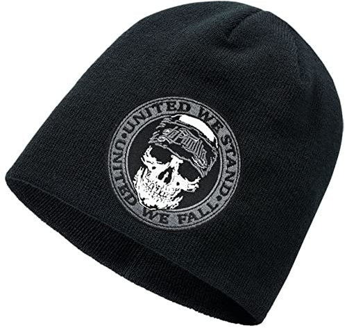 No Fight No Glory Männer Beanie mit Aufnäher La Familia United we Stand Crew Hardcore Biker Rap