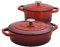 ProCook Enamel Dutch Oven Set with Lids - 2 Piece, 20cm/24cm, Round Cast Iron Casserole Dishes - Red, Induction Compatible Cookware