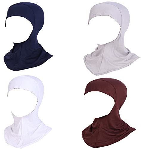 JDYaoYing Muslimische Mini-Hijab-Kappen für Damen, Modal, islamische Halsabdeckung, Unterschal, Kopfbedeckung, einfarbig, 4 Stück, 4 Stück - A, 32