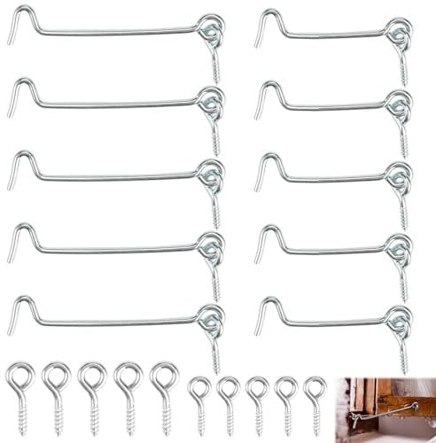 10 pezzi Gancio di Tempesta in Acciaio Inox Gancio Cabina, Piccola Finestra Helter Bloccaggio Occhio Finestra,Inossidabile Argento Serratura a Gancio Finestra per Cancello per Finestra, Porta