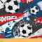 Loussiesd Fußball Polsterstoff von The Yard Sports Spiele Thema Dekostoff für Polster und Heimwerkerprojekte Fußball Muster wasserdichter Draussen Stoff blau rot 92x150cm