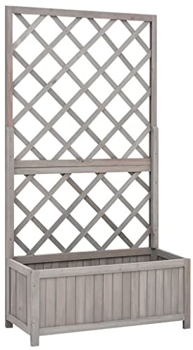 vidaXL Garten-Spalier mit Blumenkasten Grau 70x30x135 cm Tannenholz