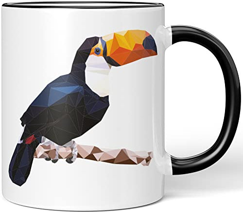 JUNIWORDS Tasse, Low-Poly Tukan, Schwarz (1008986)