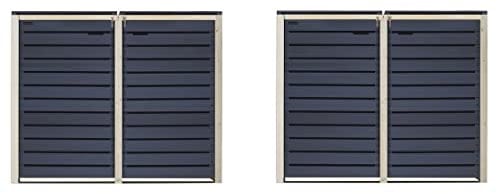 Mülltonnenbox 240L Mülltonnenverkleidung Mülltonnecontainer Holz imprägniert in anthrazit mit Rückwand (4 Tonnen anthrazit-Natur (AN))