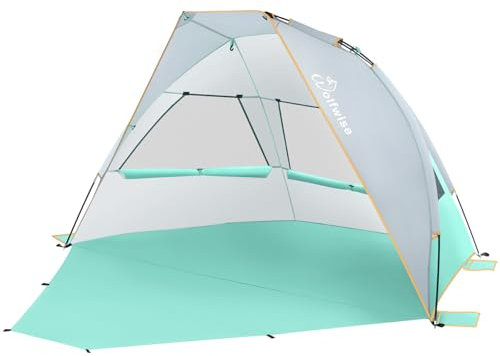 WolfWise Tienda de Playa Portátil para 3 Personas, Sombrilla UPF 50+, con Suelo Extensible, Verde Menta
