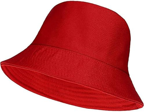 ZRWASKA® Unisex Bucket Hat Reversible Mens, Womens Cotton Fisherman Hats for Hunting, Camping, Hiking, Travelling, Fishing, Football Summer Sun Hat Plain Colours Size 56-58cm (Red)