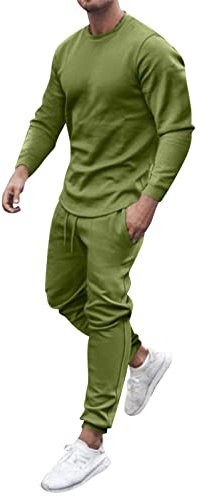 QWUVEDS Männer Set Lange Ärmeln O Ausschnitt Sportanzug Partnerlook Anzug
