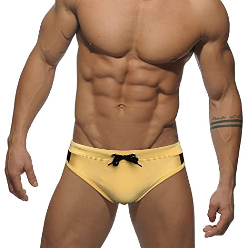 RQPYQF Slips de Bain Hommes, Maillot de Bain Homme Taille Basse Short de Natation Shorts de Bain pour Piscine Plage YK47 - Taille M - 2XL (Or, XL)