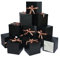 12 Pack kleine Geschenkboxen mit Deckeln, quadratische Boxen mit Deckeln, perfekt für Hochzeiten, Verlobungen, Abschlussfeiern, Feiertage, Weihnachten, Geburtstag, Vatertag (Schwarz 10 cm)