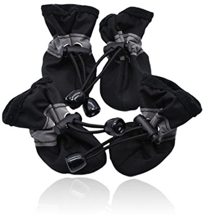 Fezf 4 Calzini Per Cani Antiscivolo, Scarpe Per Cani, Protezione Per Zampe, Protezione Per Zampe Di Cane, Calzini Per Cani Antiscivolo (Neri)