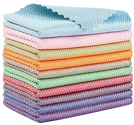 Amersis 10Pack Nanoscale Cleaning Cloth, Easy Clean Cloth, Microfiber Cleaning Cloth, 11.8 x 11.8 Nanoscale Streak-Free Cleaning Cloths Reusable Lint Free Cloth for Auto , Glasses, Dishes