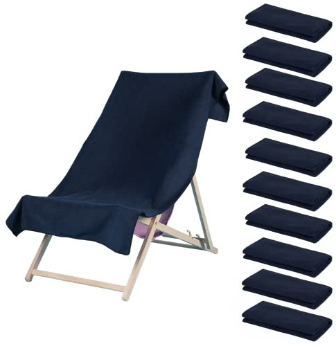 Brentfords Beach Towel Holiday Essentials, Pack of Beach Towels for Adults Quick Dry Towel Swimming Pool Gym Yoga Microfibre Towel Large Sand Free, Navy Blue Set of 10