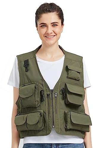 Ziker Gilet da donna in rete traspirante traforato da viaggio per fotografi e pesca con tasche