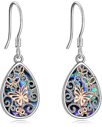 YFN Mariposa Pendientes Plata de Ley Oro Rosa Joyas Arbol de la vida Regalo para Madre Hija