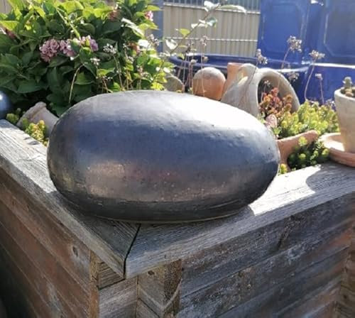 NEU !! Graues Ei - Stein - Kugel aus frostfesten Steinzeug ca. 32 cm Deko Garten Figur Landhaus Herbst Erntedankfest