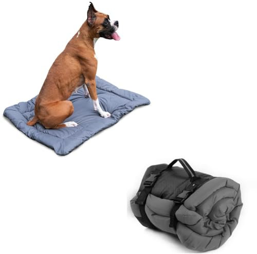 LATRAT Faltbare wasserdichte Hundebett matratze, Hundematte für Reise Camping Outdoor, rutschfeste Unterseite, Hundereisedecke für Hundekiste, Sofa, Boden, Auto, Gras, 90cmx60cm