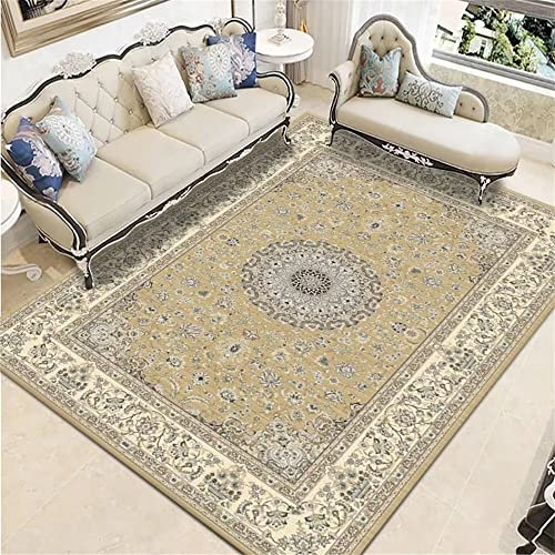 RUGMRZ Webteppich Vintage Teppich gelbe Blumendekoration ohne Verformung Couchtisch Deko Teppich 90 x 200 cm