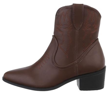 Ital Design Damenschuhe Stiefeletten Western- & Bikerboots, 9988-2-, Kunstleder, Braun, Gr. 37