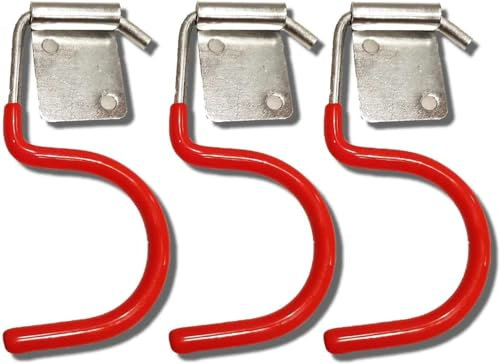 LIFEDYLUK 15Pcs Haken für Gartengeräte, Gartengeräte Aufhängung, Roter Gerätehalter Wand Haken, Anti-Rutsch-Gummibeschichtung, Aufhängung für Gartengeräte, Garage Organizer Systeme, Werkzeughalter