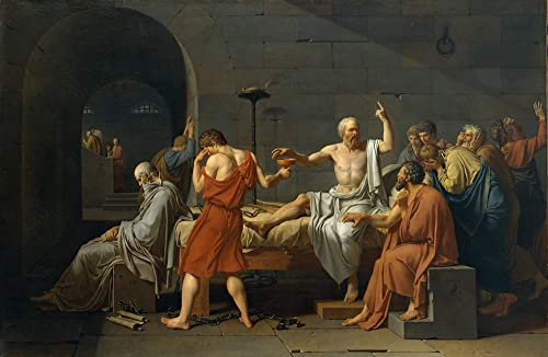 Leinwand Bilder Kunstdrucke Leinwand Plakat Berühmtes Gemälde Der tod des sokrates von jacques-louis david für Wohnzimmer 60x90cm