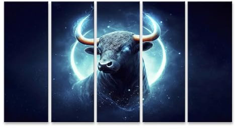 islandburner Prime Bild auf Leinwand Stier blaues Licht Seine Hörner singen Horoskop Bilder Wandbilder Poster