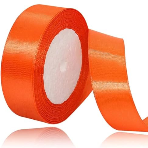 Geschenkband Orange 25 mm Breit,23 Meter Satinbänder Orange Stoff Schleifenband Kunsthandwerk, Kränze, Hochzeitsdekoration, Weihnachten, Haarbögen, Blumensträuße, Geburtstag und Geschenkverpackung