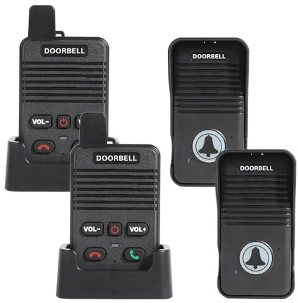 AGJ Wireless Doorbell Black, Full Duplex Two Way Intercom Hand-Free Doorbell, 1000ft Range Waterproof, One Press to Talk for Home Office Older People 2 Pairs (Black), 90 x 50 x 20mm, WD-03