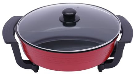 Shabu Hot Pot Elektrische Feuertopf Kochtopf 6L Heißer Topf Yin Yang Hotpot MultifunktionalePfanne mit Trennwand und Deckel für Zuhause, Party, Familientreffen 1360W 30cm Rot